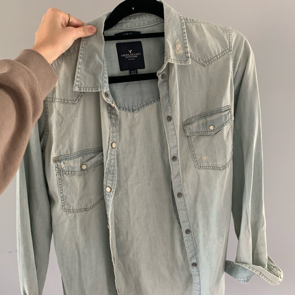 American Eagle Denim Button Up Shirt